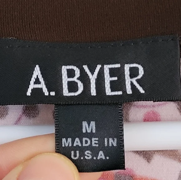 A. Byer Y2K Faux Wrap Babydoll Floral Chocolate Brown Women's Top Size M 90's - Picture 3 of 9